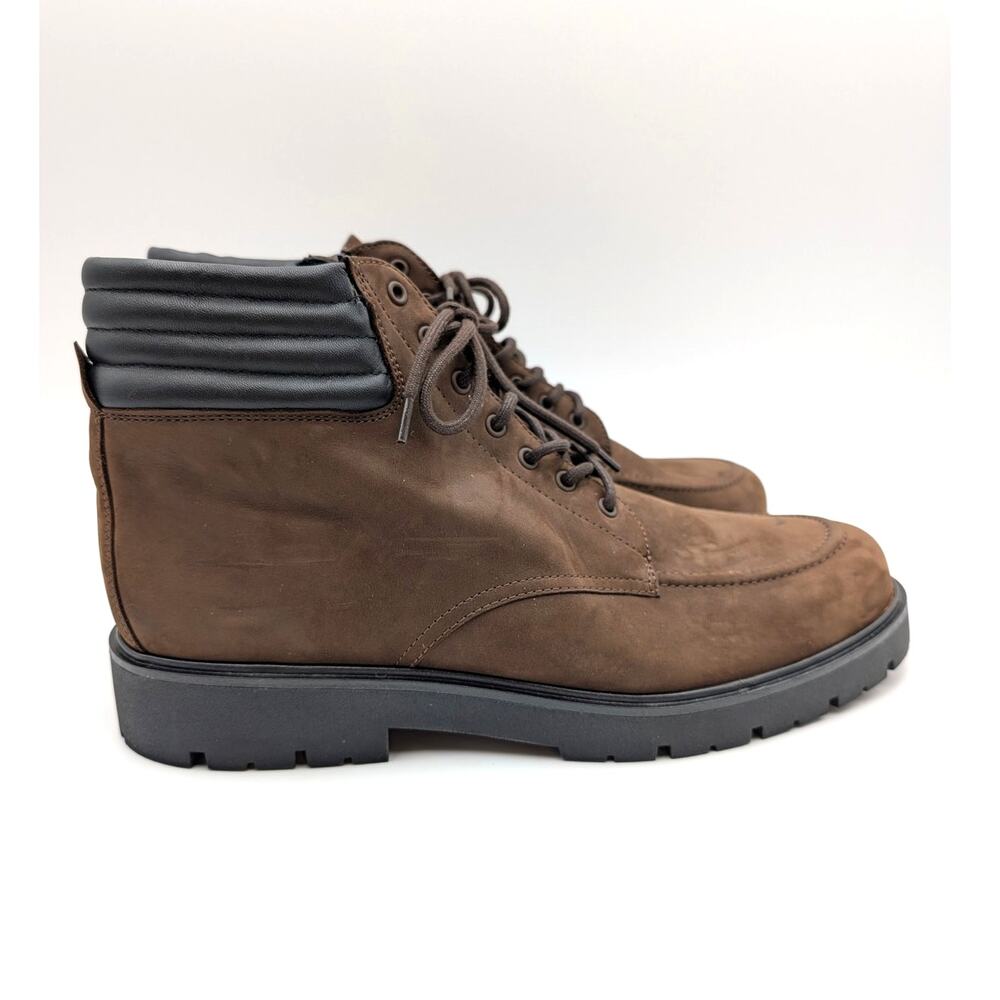 Vince Leonard Lace-Up Lug Sole Boots Round Toe Men's Brown Size US13M EU47.5 - Picture 3 of 10
